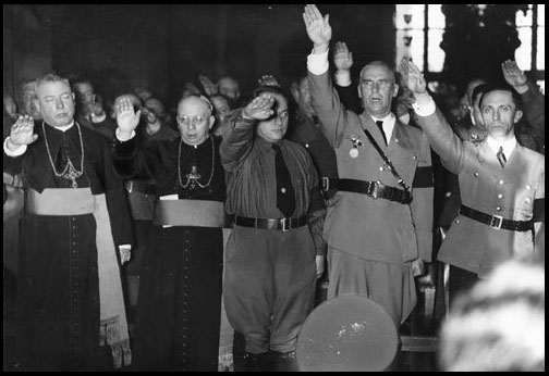 Catholic Priests and Nazis salute Hitler